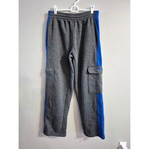 Y2K Airwalk Cargo Sweatpants Mens Gray Blue Fleece Heavyweight Size M